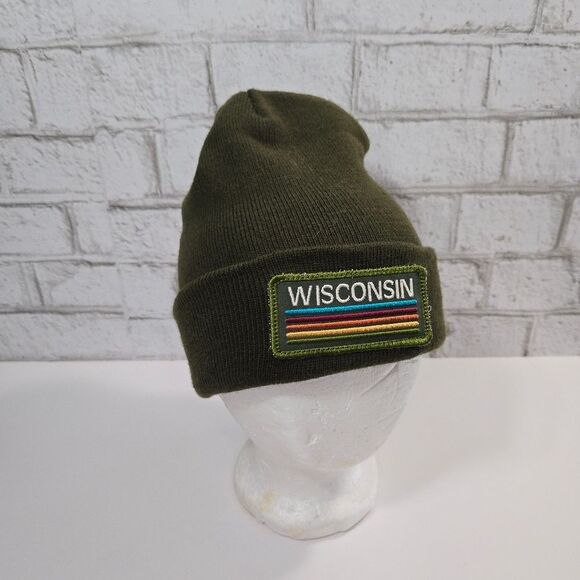 Warm Wisconsin boutique green winter hat - Picture 4 of 11